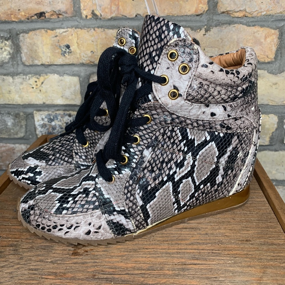 Shoedazzle ‘Charge’ Snakeskin Heeled Wedge Sneakers